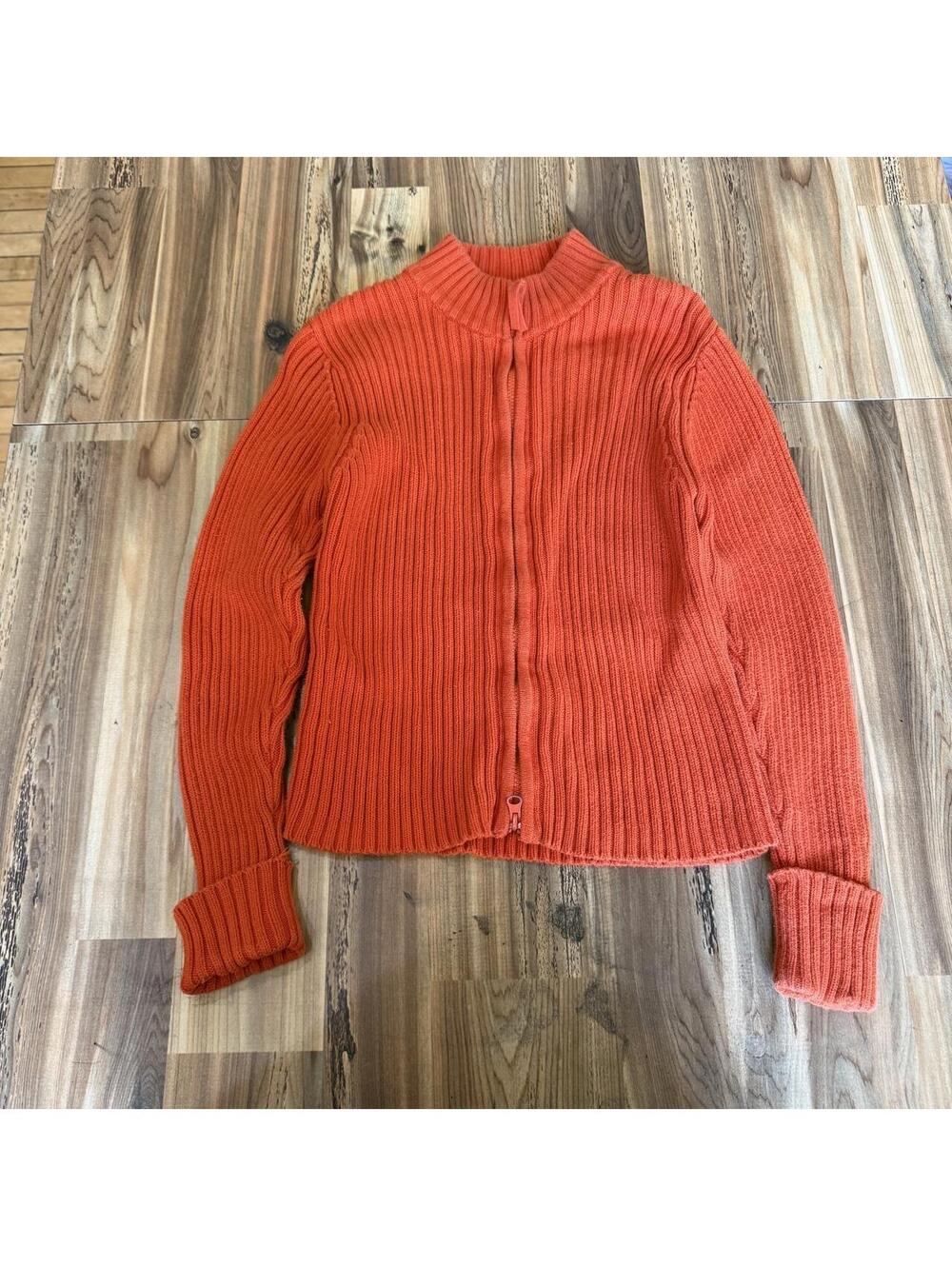 Y2K Orange ribbed knit cotton sweater